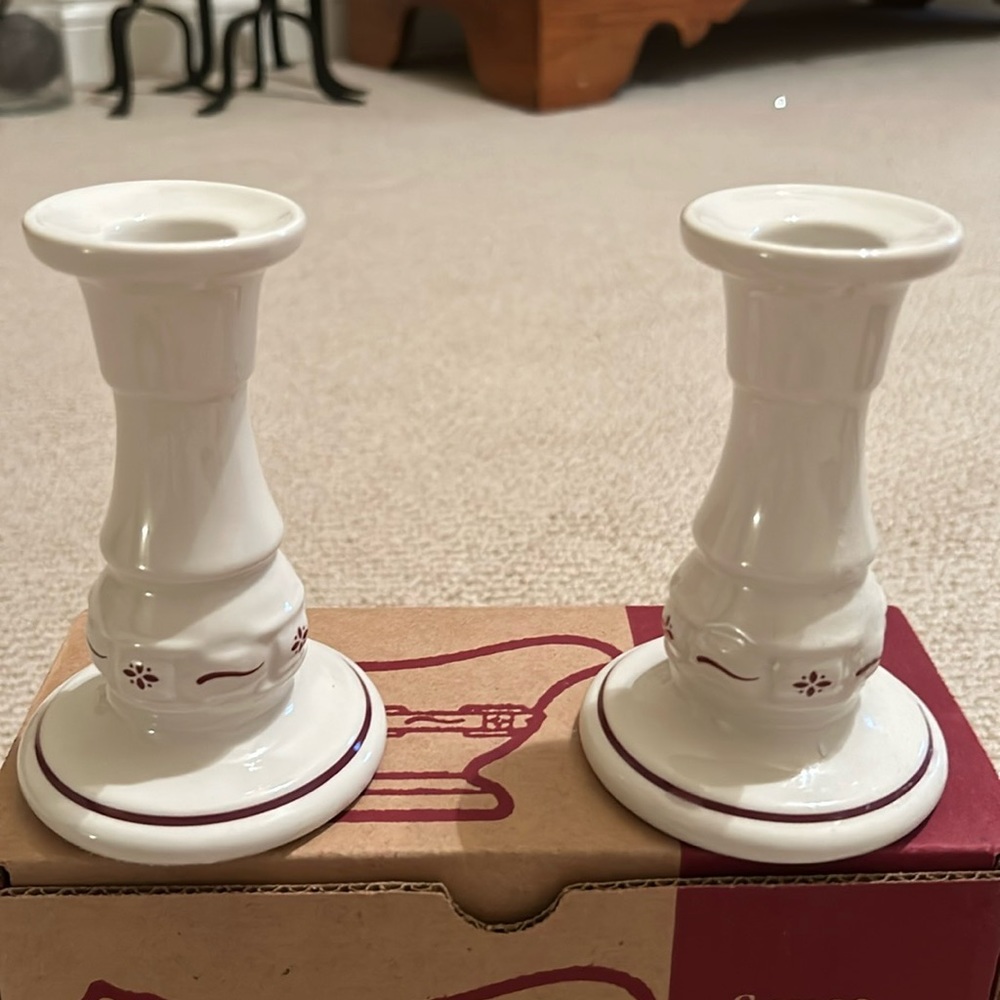 Longaberger pottery candlesticks